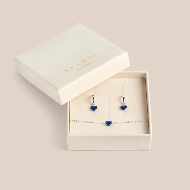 Enamel Amore Classic Blue gavesett sølv