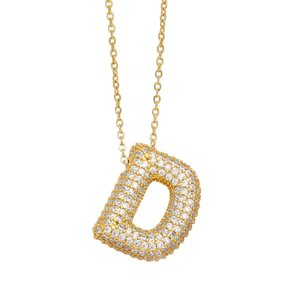 Mea Nani Diamond Initial bokstavsmykke gull A-Z med zirconia