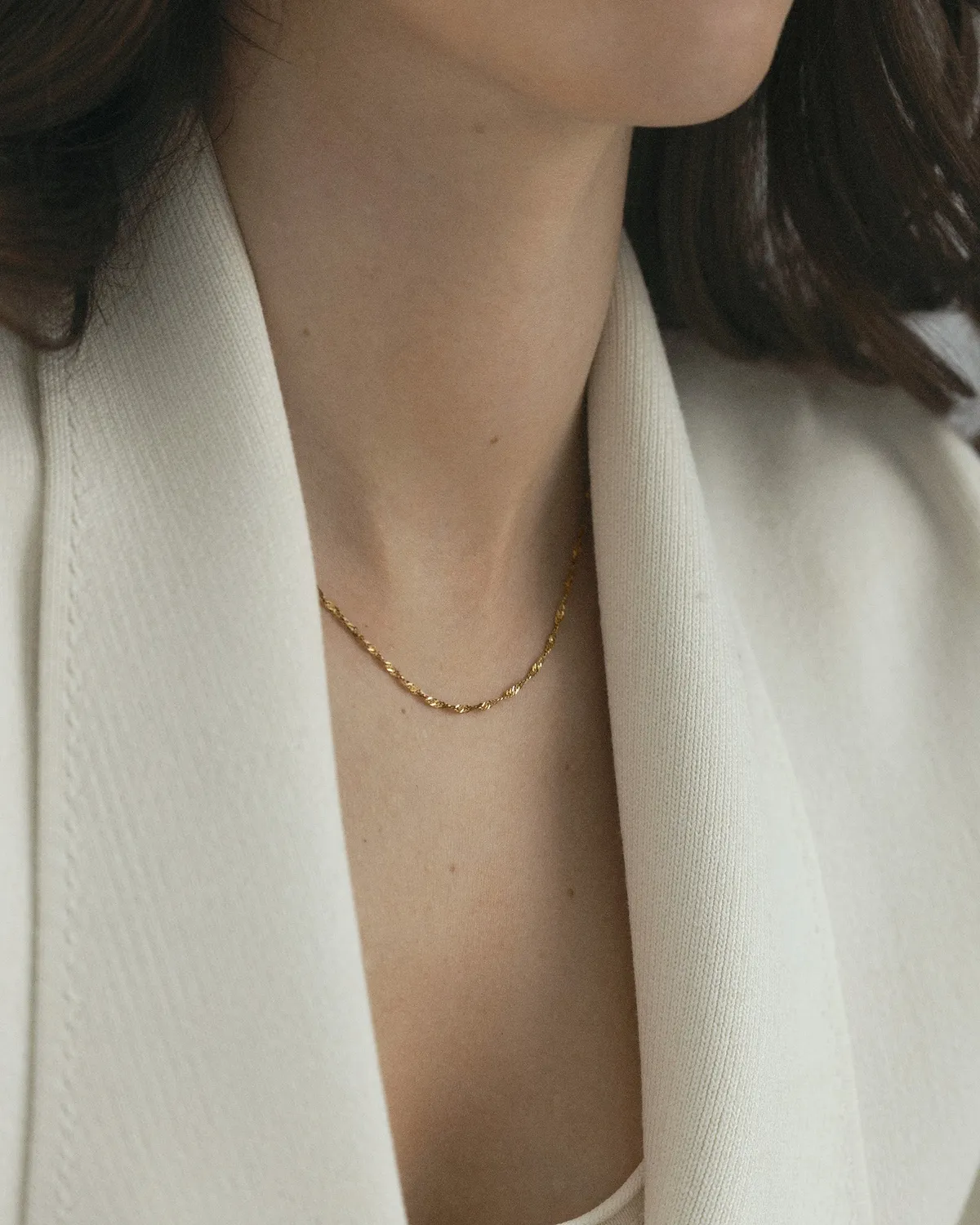 Mockberg Twirl Necklace halskjede 450+50 mm gull