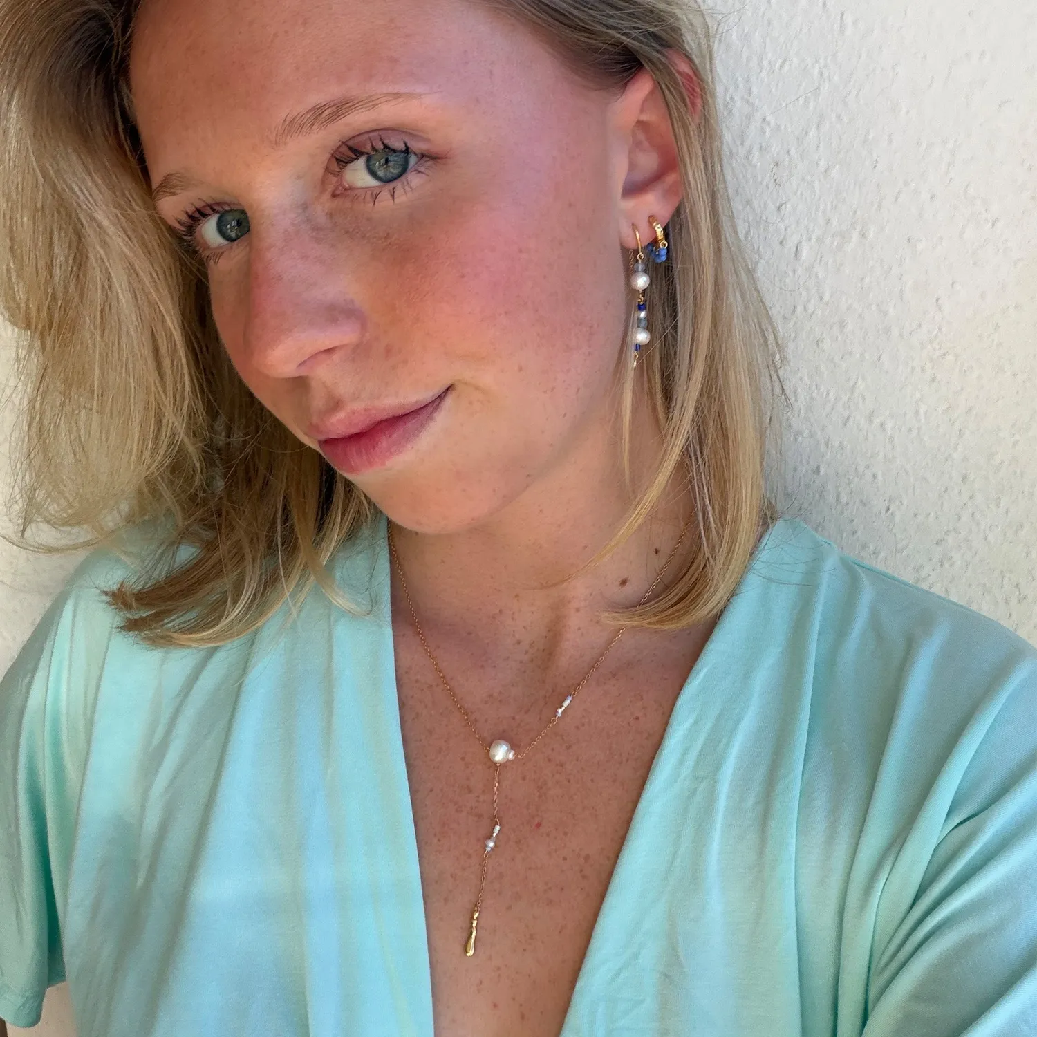 Enamel Sofia øredobber marine 55 mm