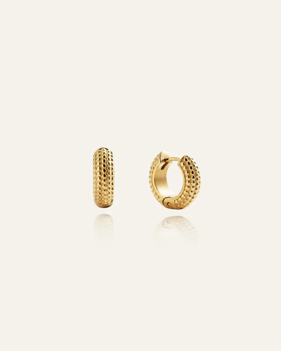 Mockberg Beaded Hoops Small øreringer gull 14 mm