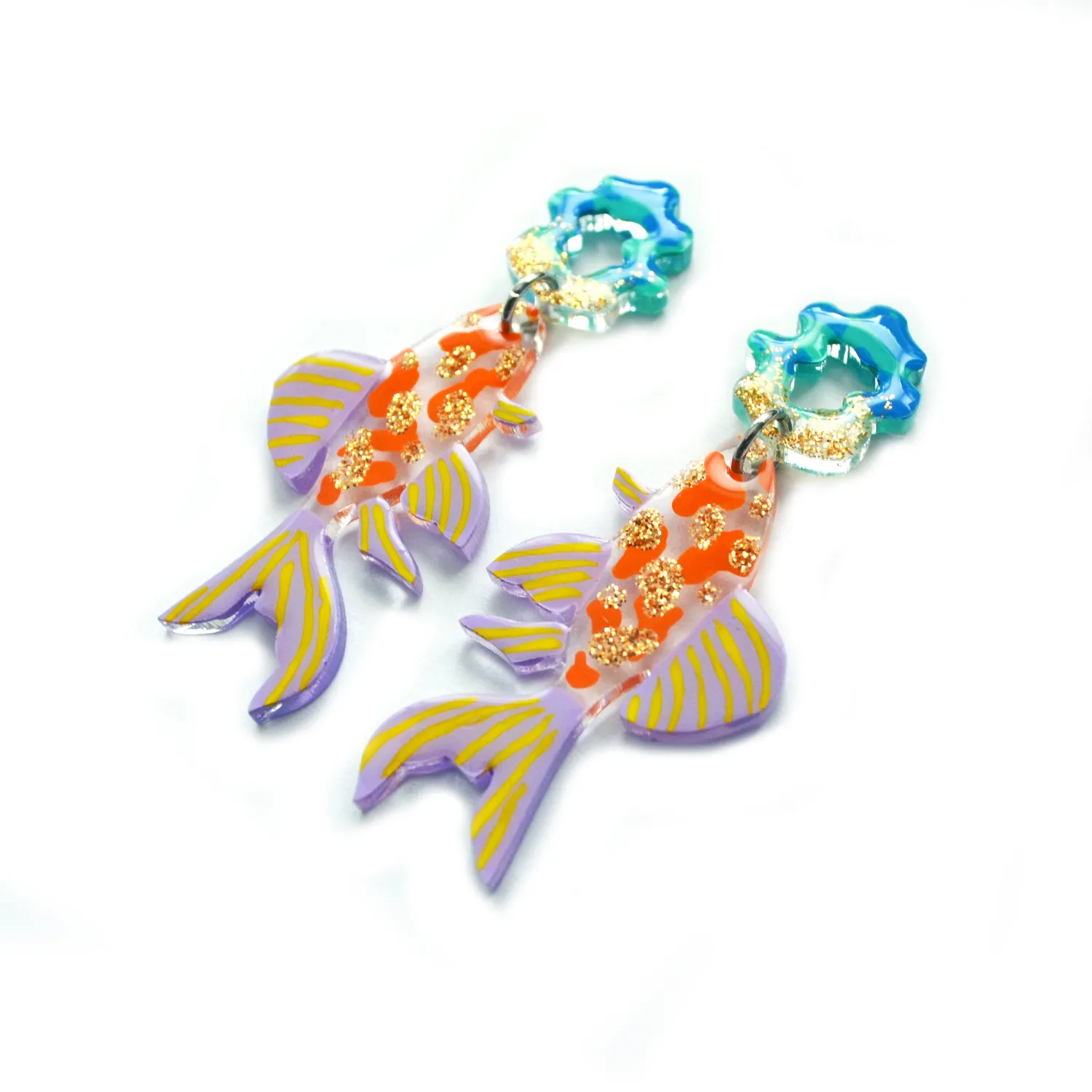 BooandBooFactory Glitter Fish øredobber oransje