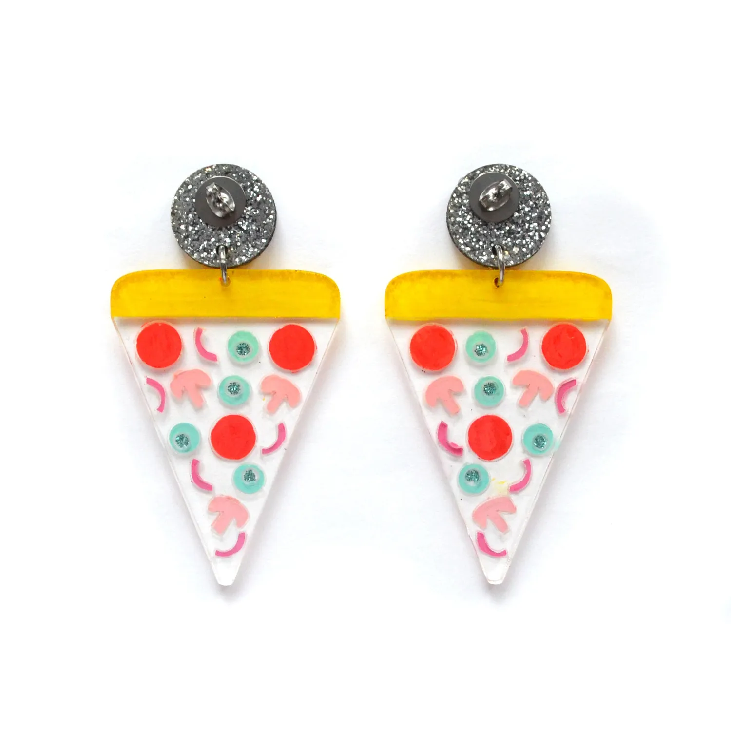 BooandBooFactory Confetti Pizza øredobber klar akryl
