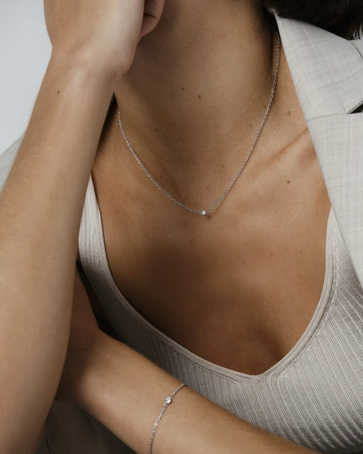 Mockberg Thin Sparkle halskjede sølv 400 mm