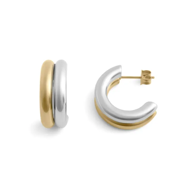 Mea Nani Side by Side hoops gull sølv 18K