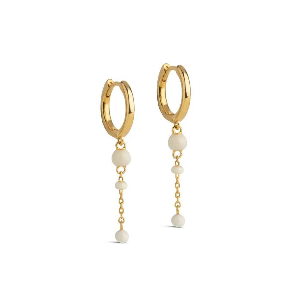 Enamel Lola Bold hoops Daisy par kremhvit emalje