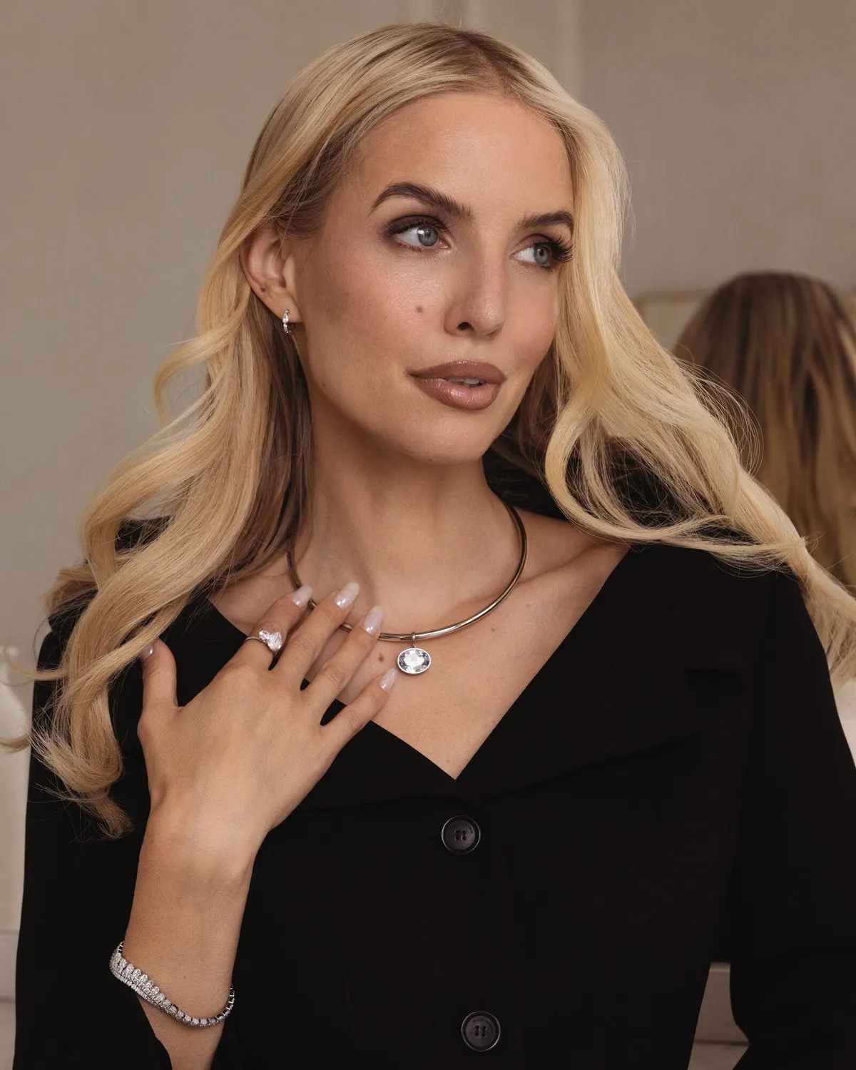 Mockberg Soléne Steel halskjede sølv cubic zirconia