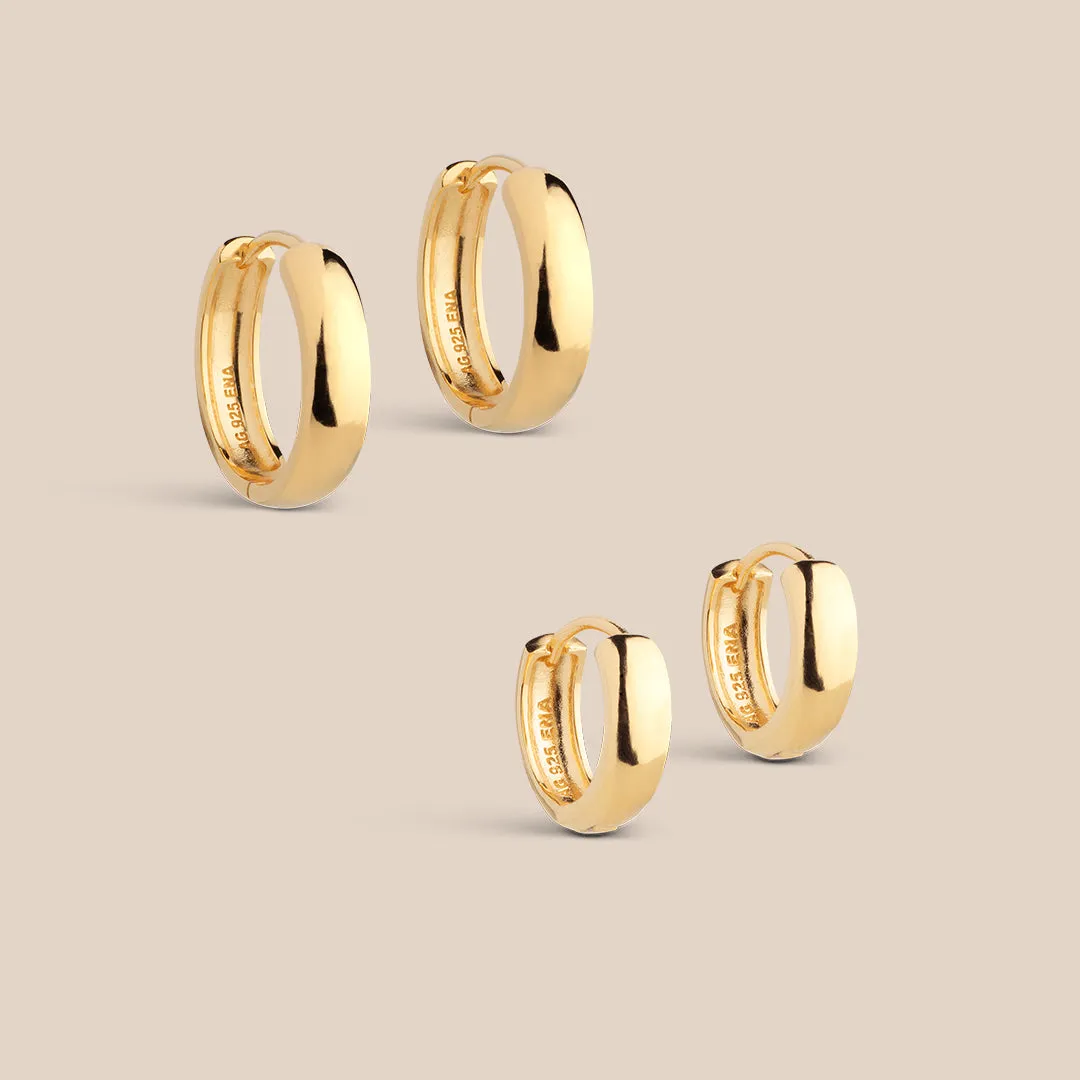 Enamel Classic Wide hoops gavesett gull 2 par