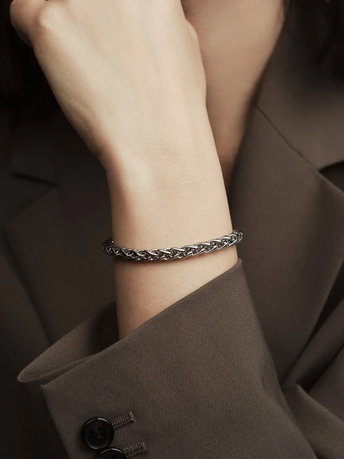 Mockberg Rebel Chain armbånd sølv flettet stål