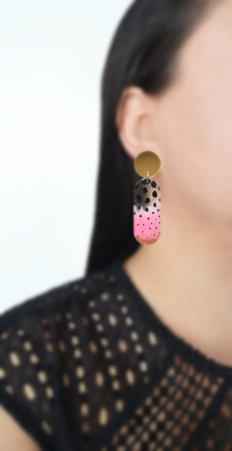 BooandBooFactory Pink Watermelon øredobber stift resin