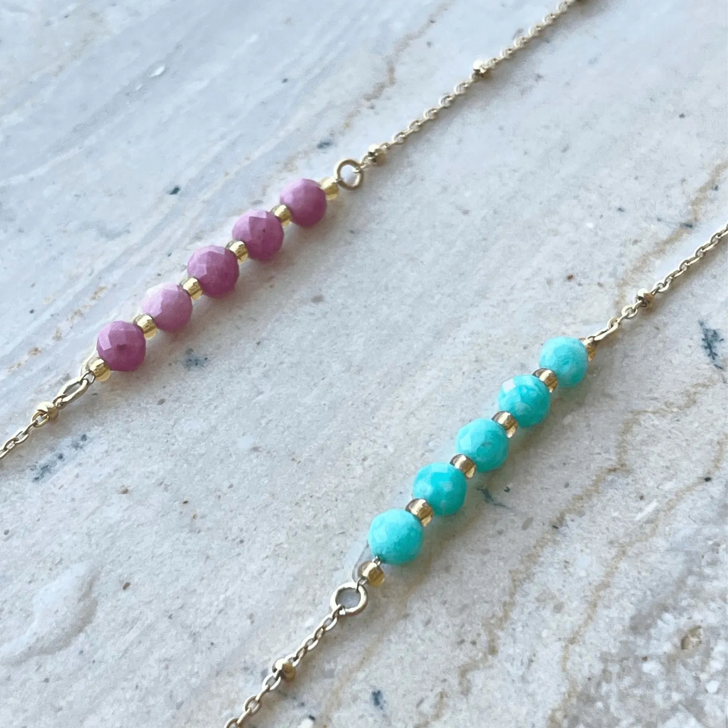 Mea Nani Miami Love armbånd turkis gull 18K naturstein