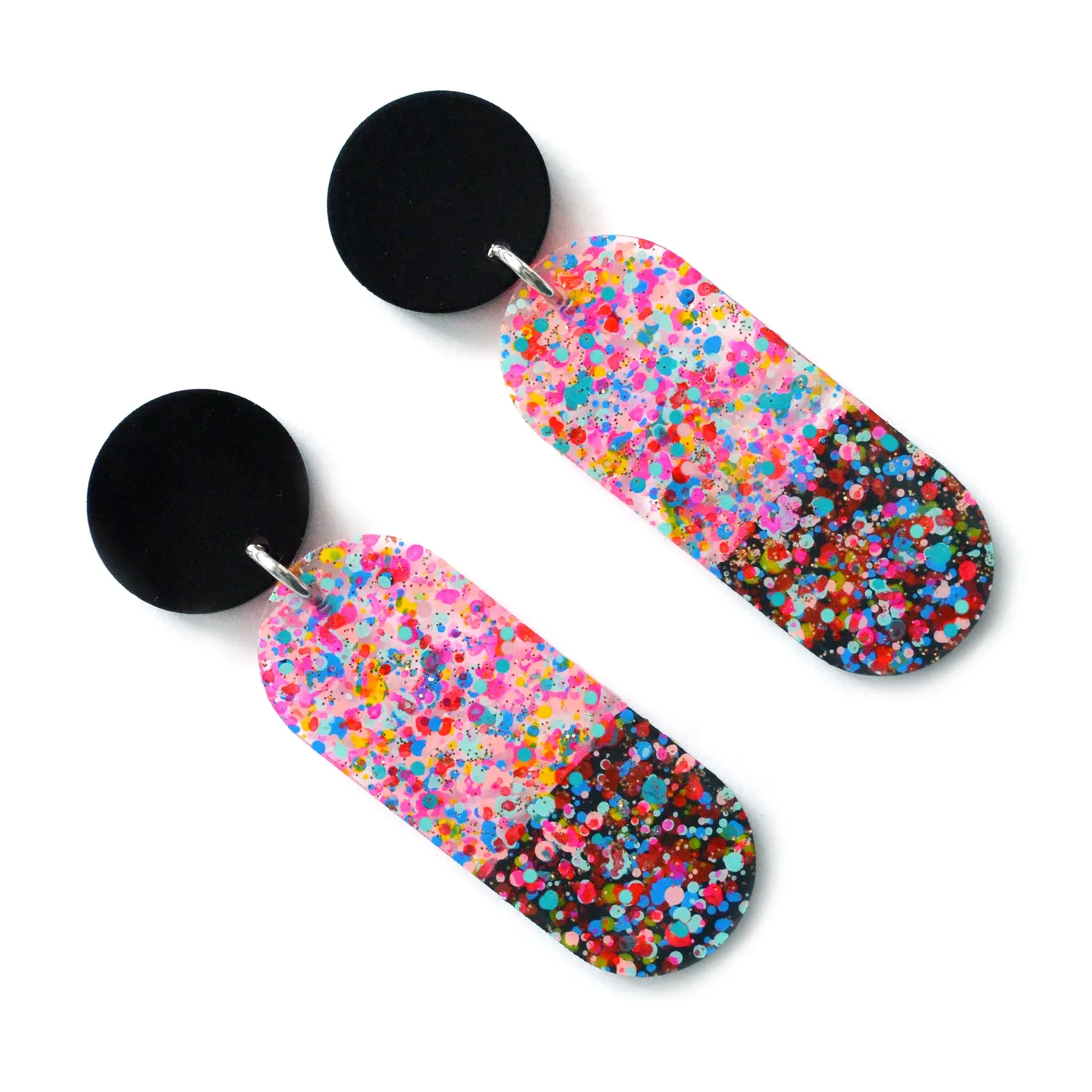 BooandBooFactory Confetti Oval øredobber resin konfetti