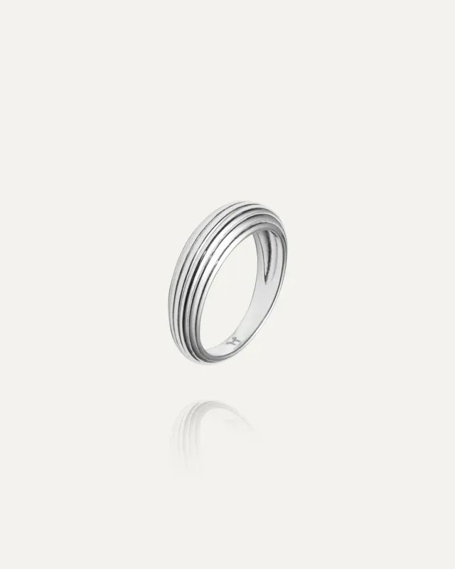 Mockberg Edge Ribbed ring sølv stål