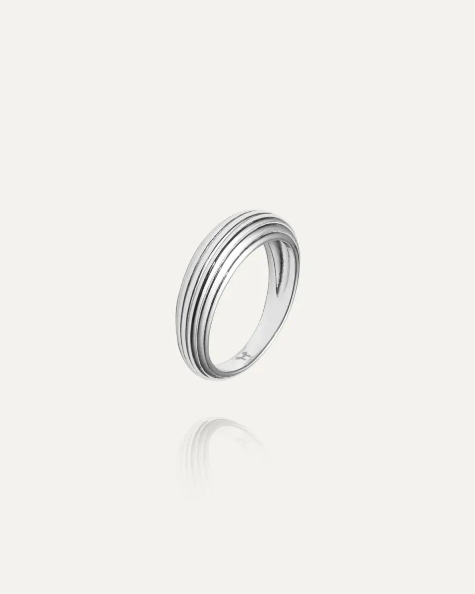 Mockberg Edge Ribbed ring sølv stål