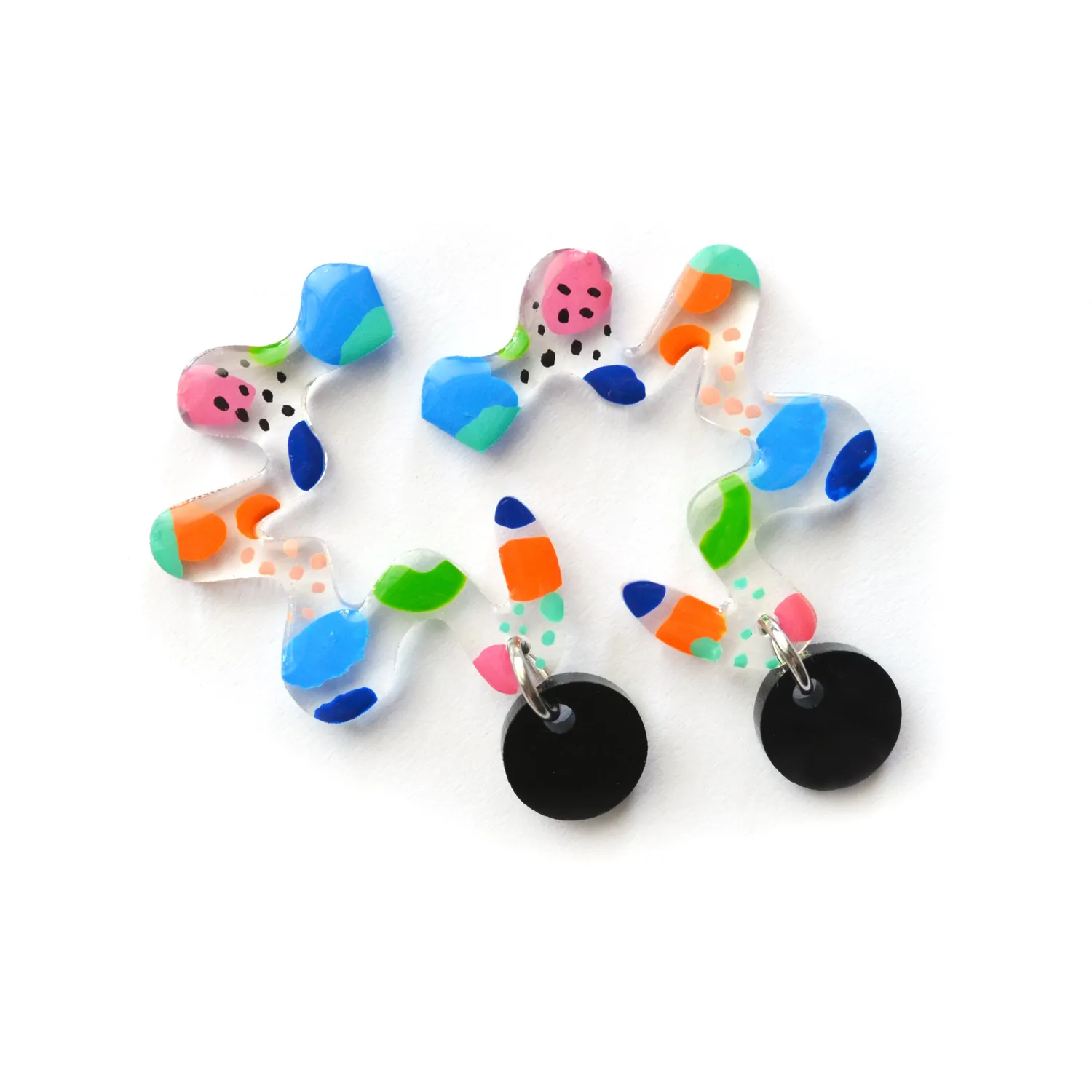 BooandBooFactory Clear Squiggle øredobber studs 38 mm