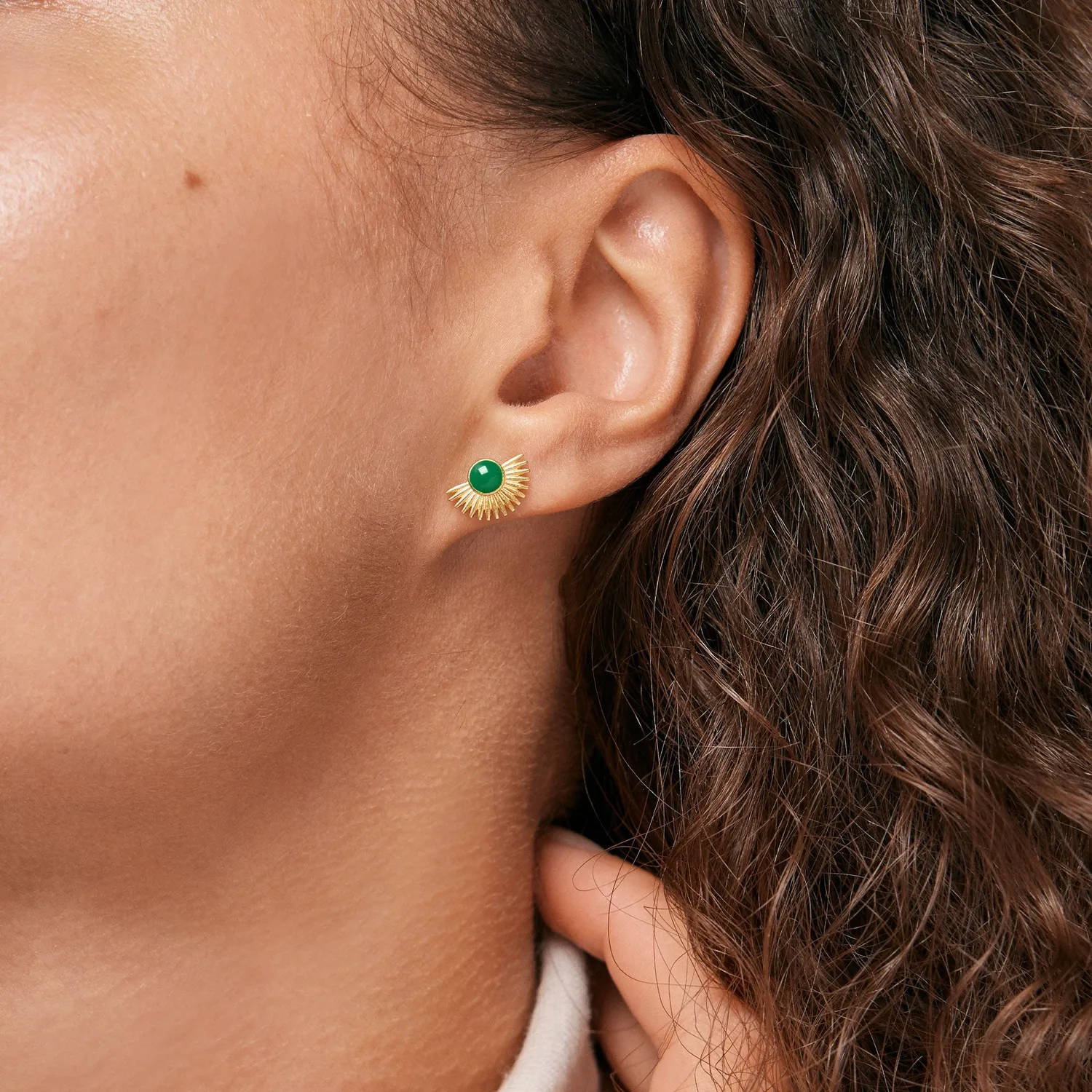 Enamel Soleil studs 11 x 7,5 mm petrol green