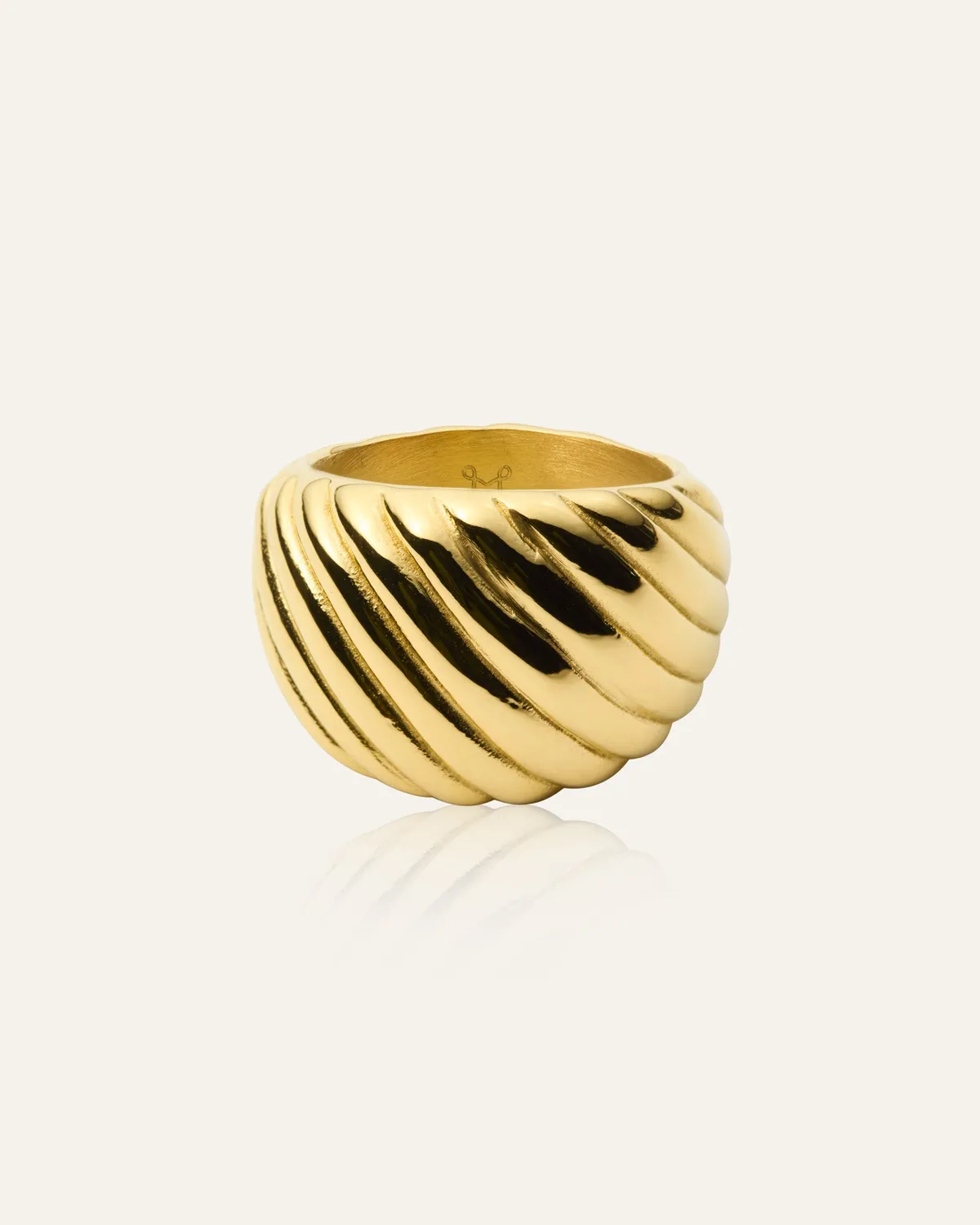 Mockberg Curved Ribbed Ring ring gull 18K vanntett