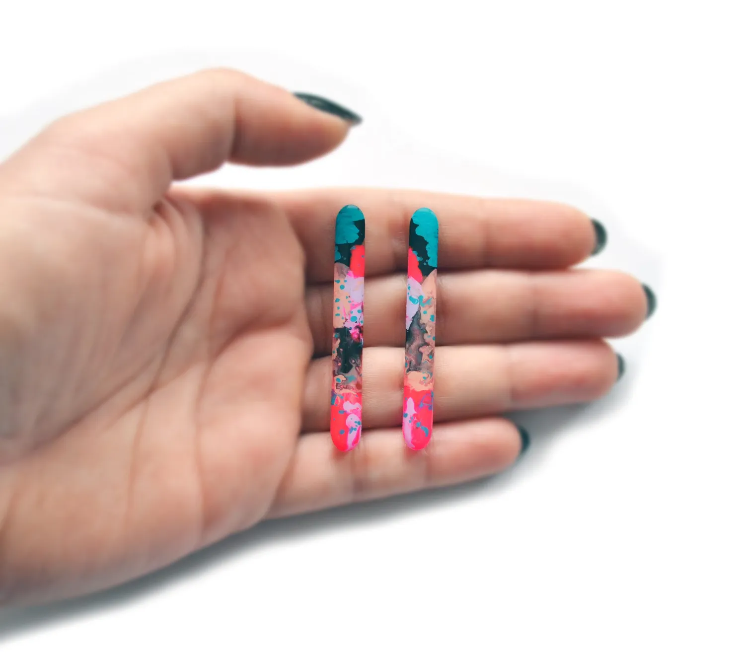 BooandBooFactory Watercolor Bar stud øredobber rosa blå
