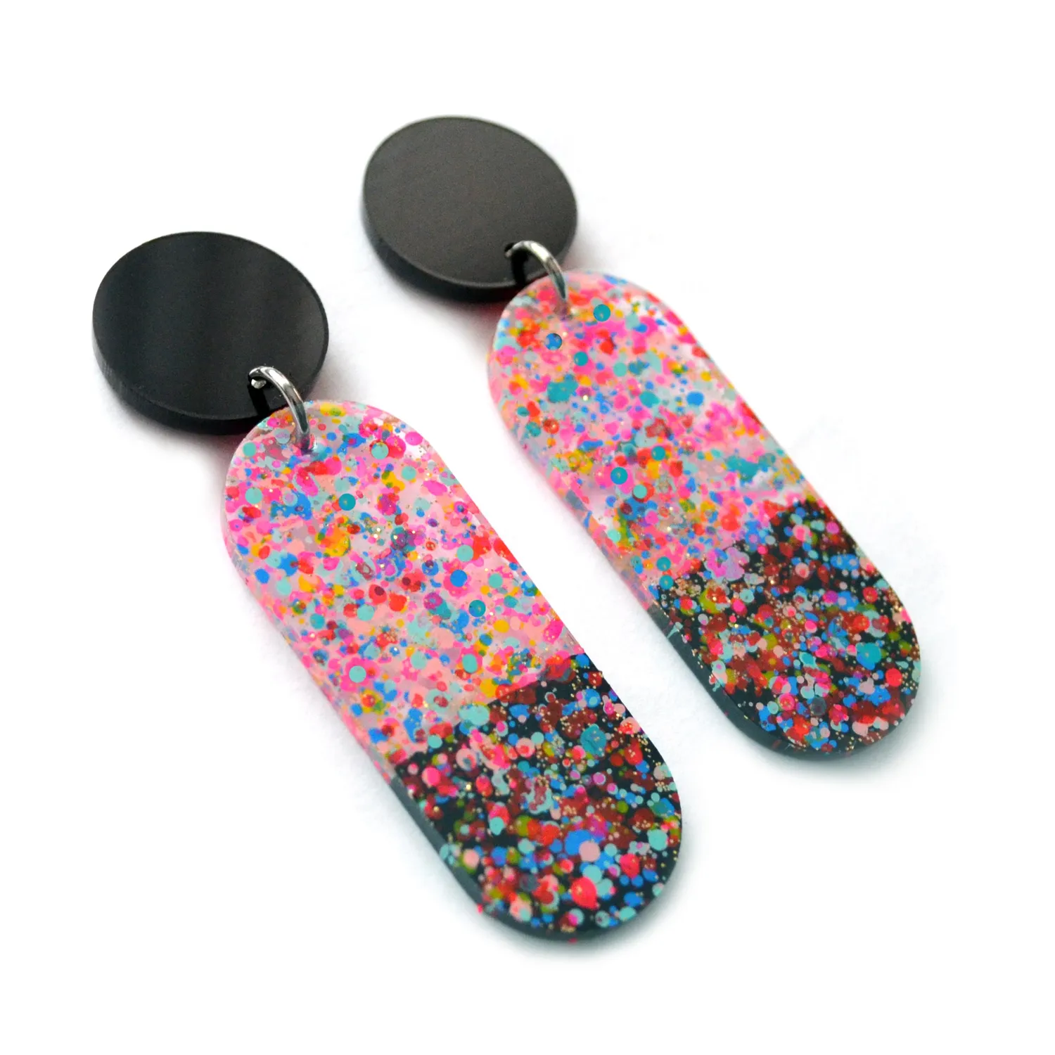 BooandBooFactory Confetti Oval øredobber resin konfetti