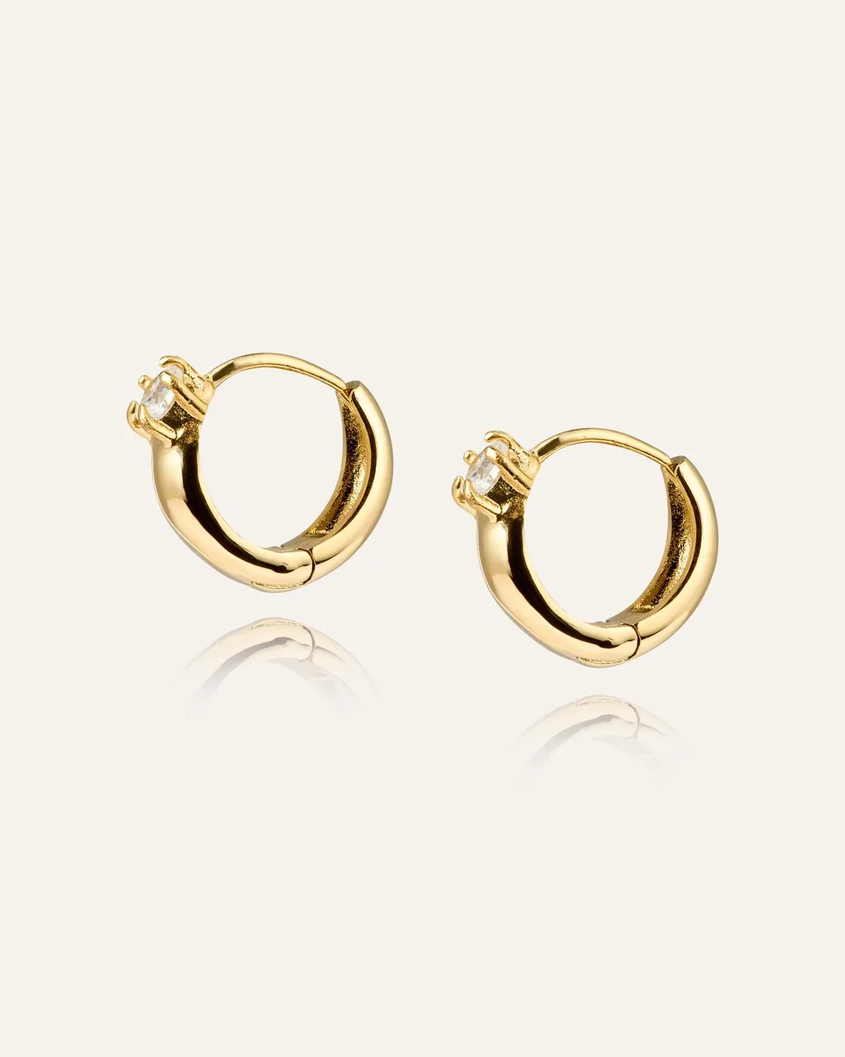 Mockberg Soleil Hoops øredobber gull 11 mm zirkonia
