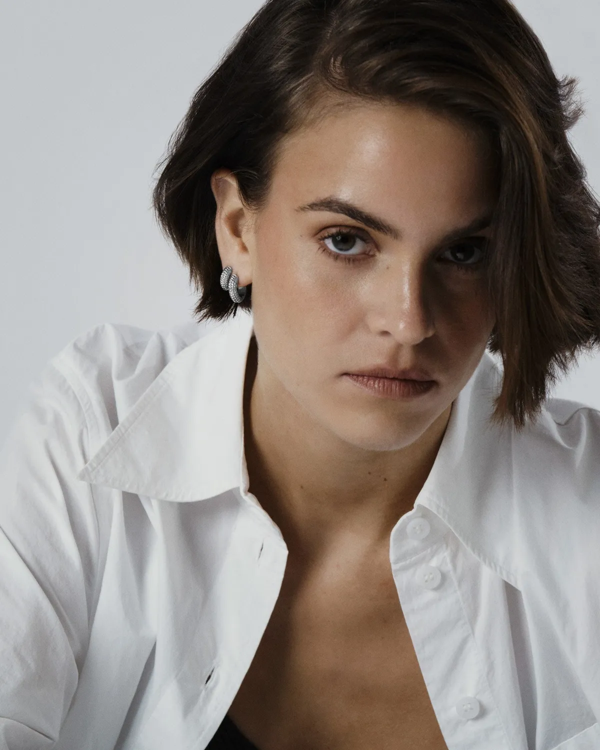 Mockberg Beaded Hoops Medium øredobber sølv 16 mm