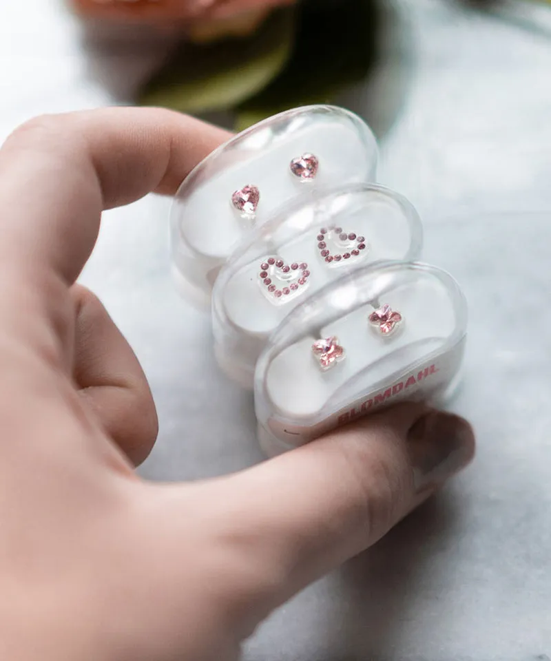 Blomdahl Brilliance Heart Hollow øredobber light rose 10 mm plast