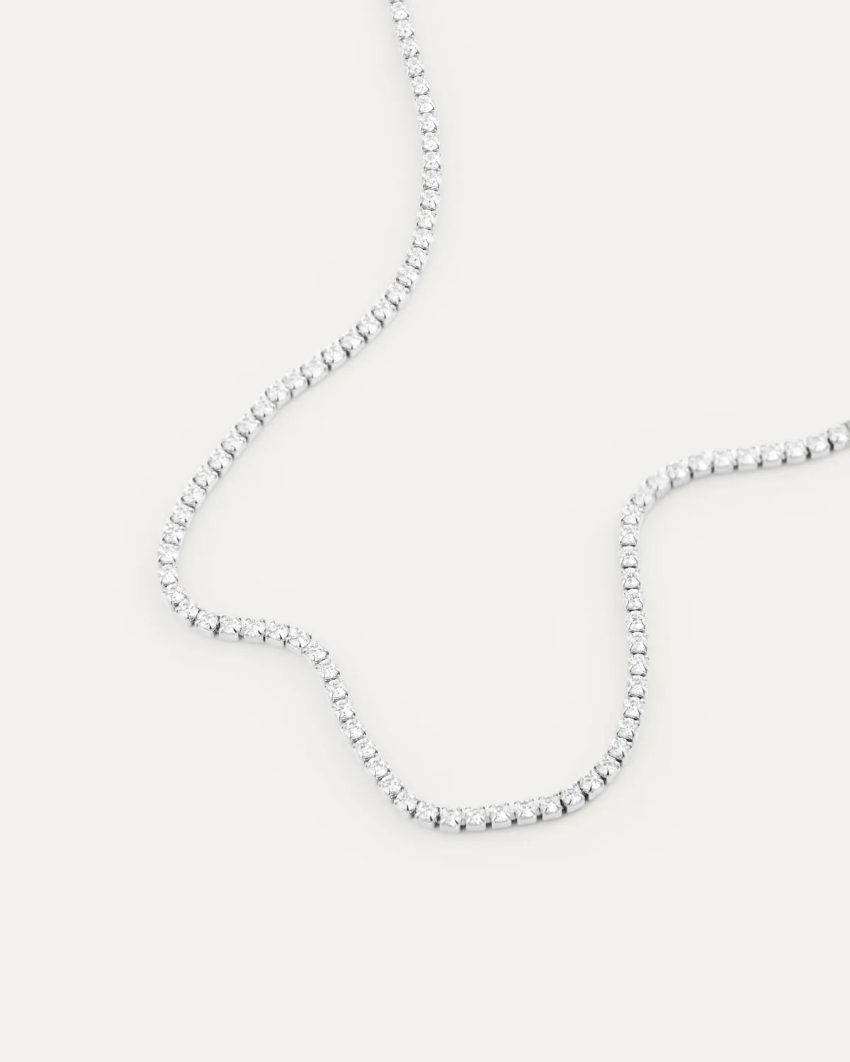 Mockberg Shiny Tennis halskjede sølv 2 mm zirkonia