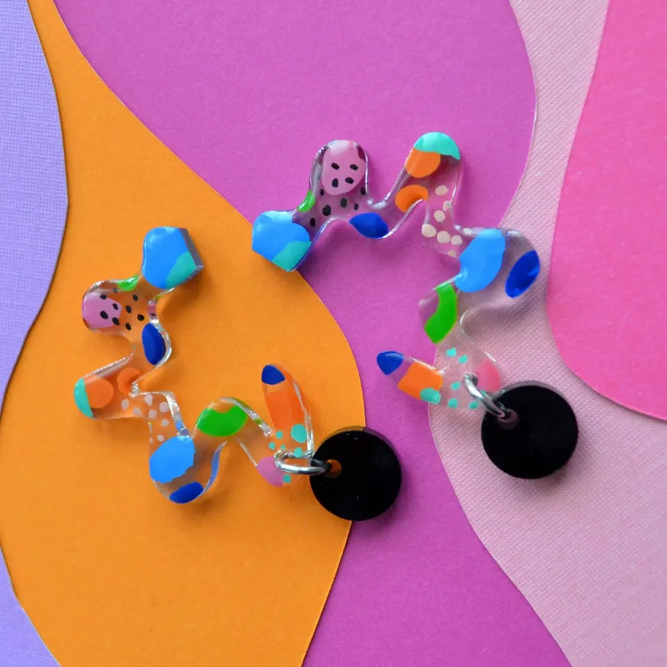 BooandBooFactory Clear Squiggle øredobber studs 38 mm
