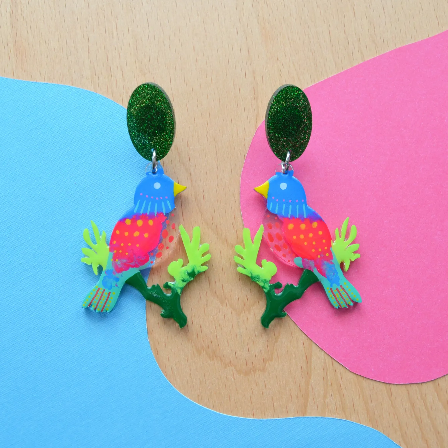 BooandBooFactory Tropical Bird øredobber akryl fugl