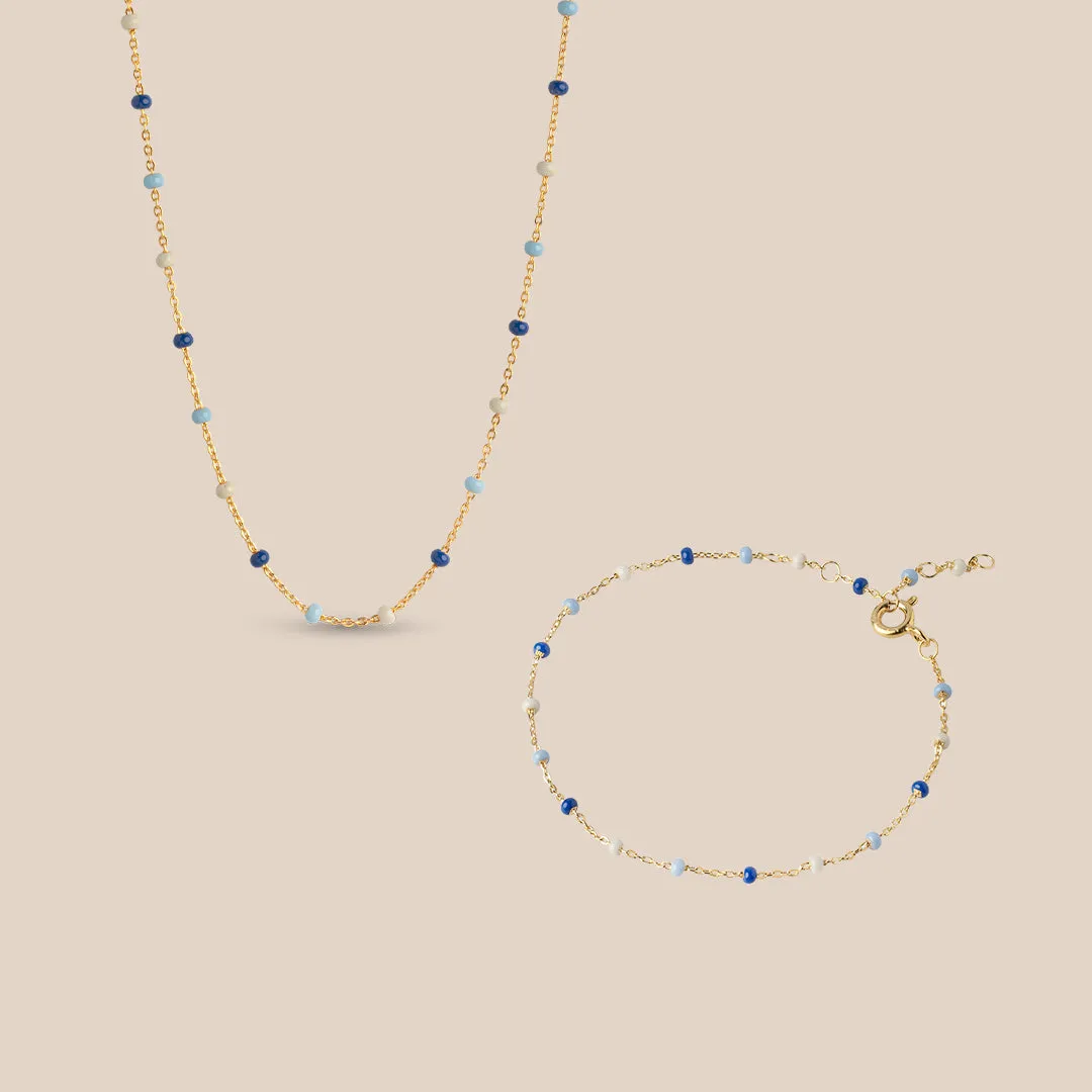 Enamel Lola Marine smykkesett halskjede + armbånd