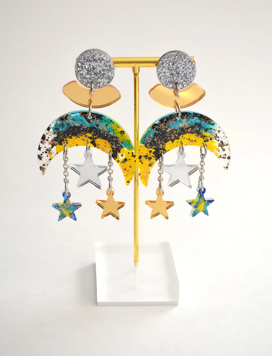 BooandBooFactory Celestial Moon øredobber gul