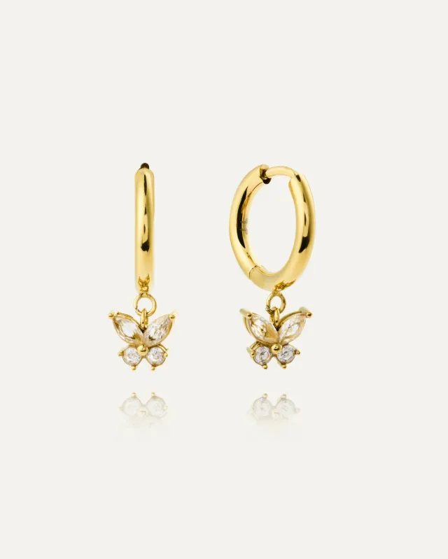 Mockberg Butterfly Hoops øredobber gull vanntett 14 mm