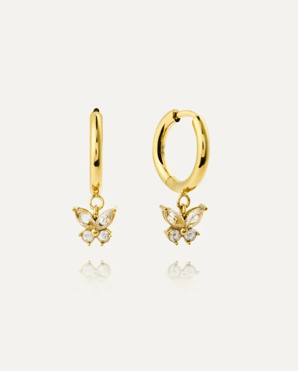 Mockberg Butterfly Hoops øredobber gull vanntett 14 mm