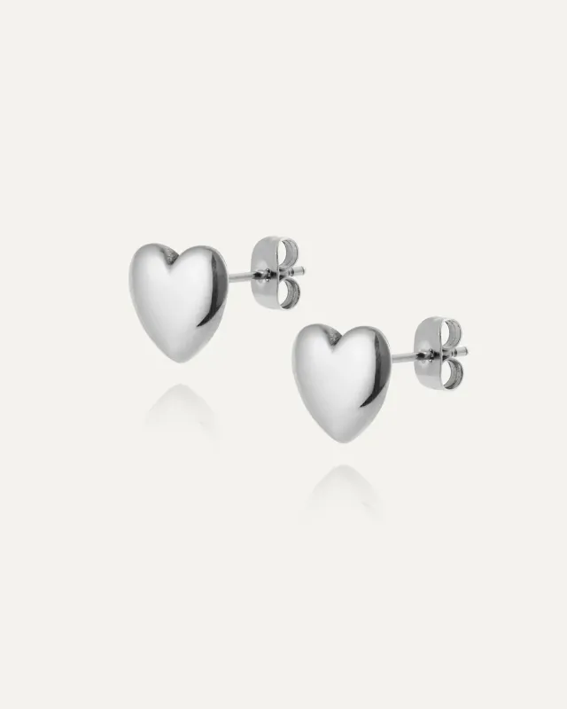 Mockberg Love Medium Studs øredobber sølv 8 mm hjerte