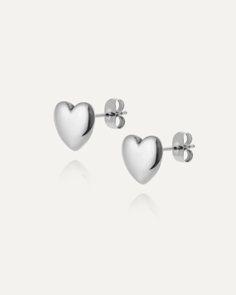 Mockberg Love Medium Studs øredobber sølv 8 mm hjerte