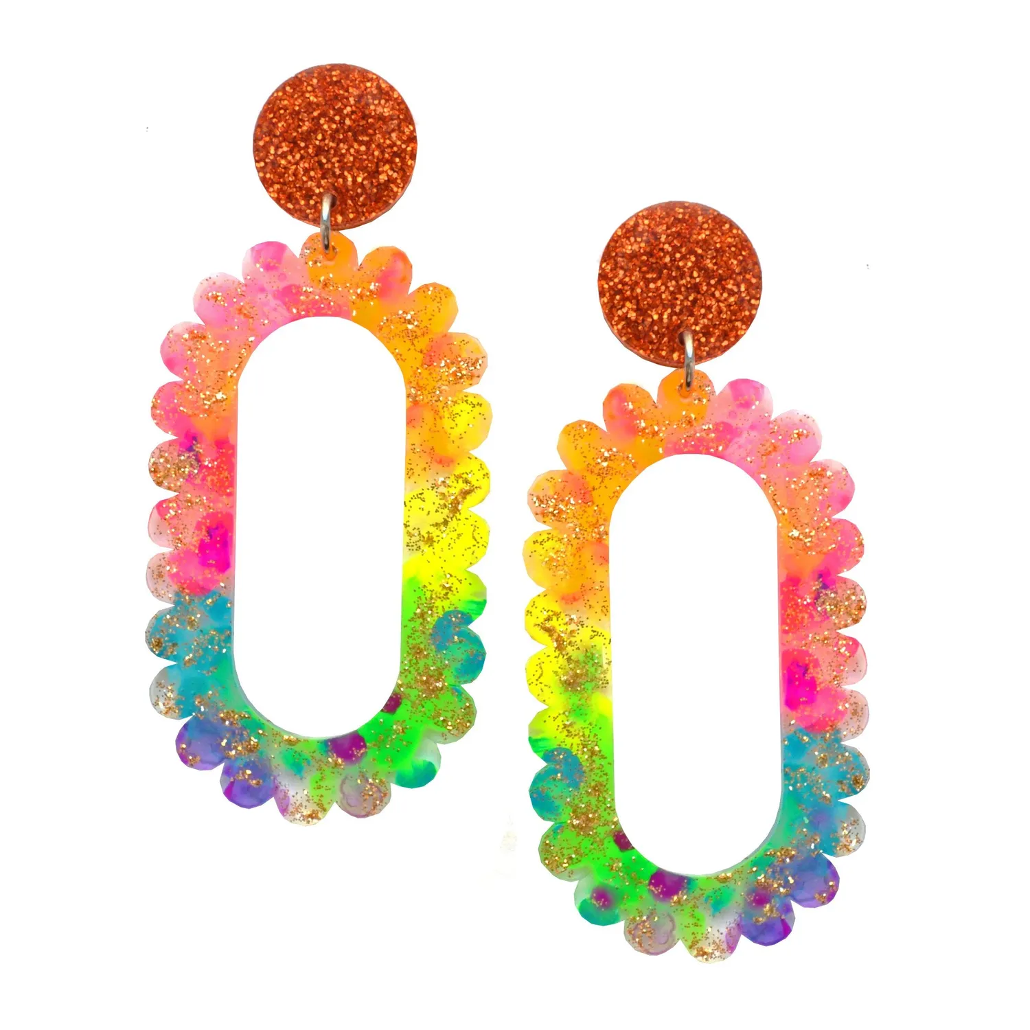 BooandBooFactory Scalloped Hoop øredobber regnbue