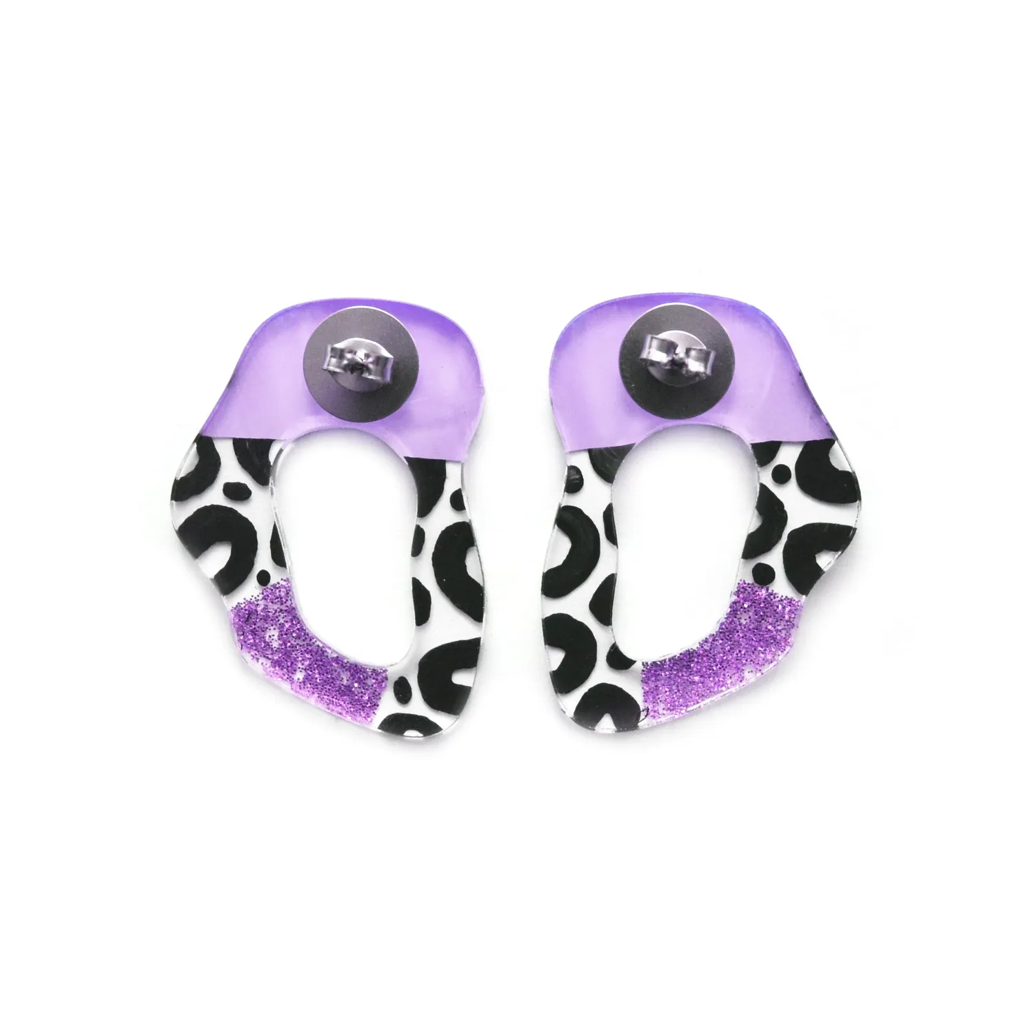 BooandBooFactory Leopard Squiggle øredobber lilla glitter