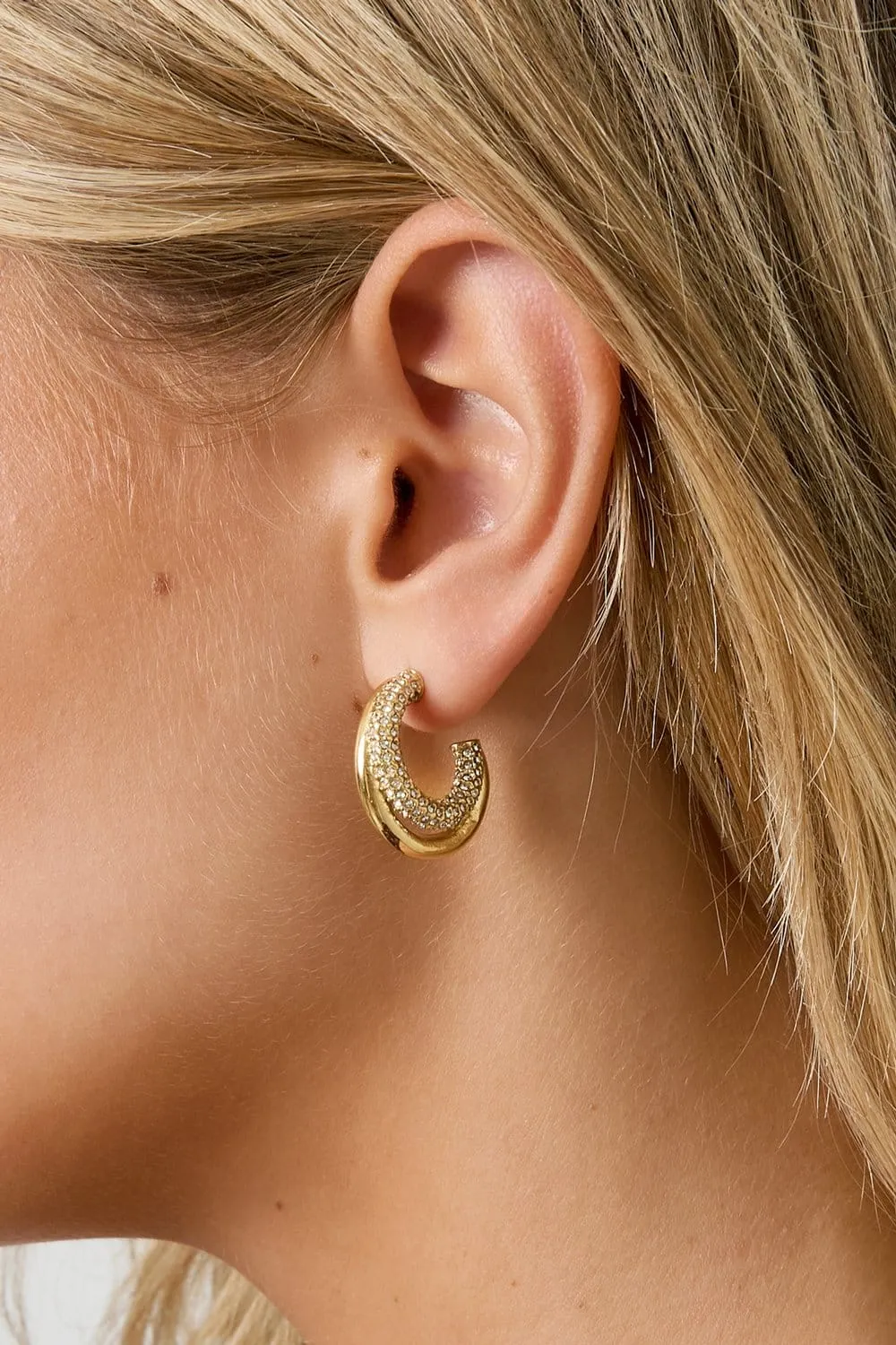 Mea Nani Spark Hoops øreringer gull doble 14K