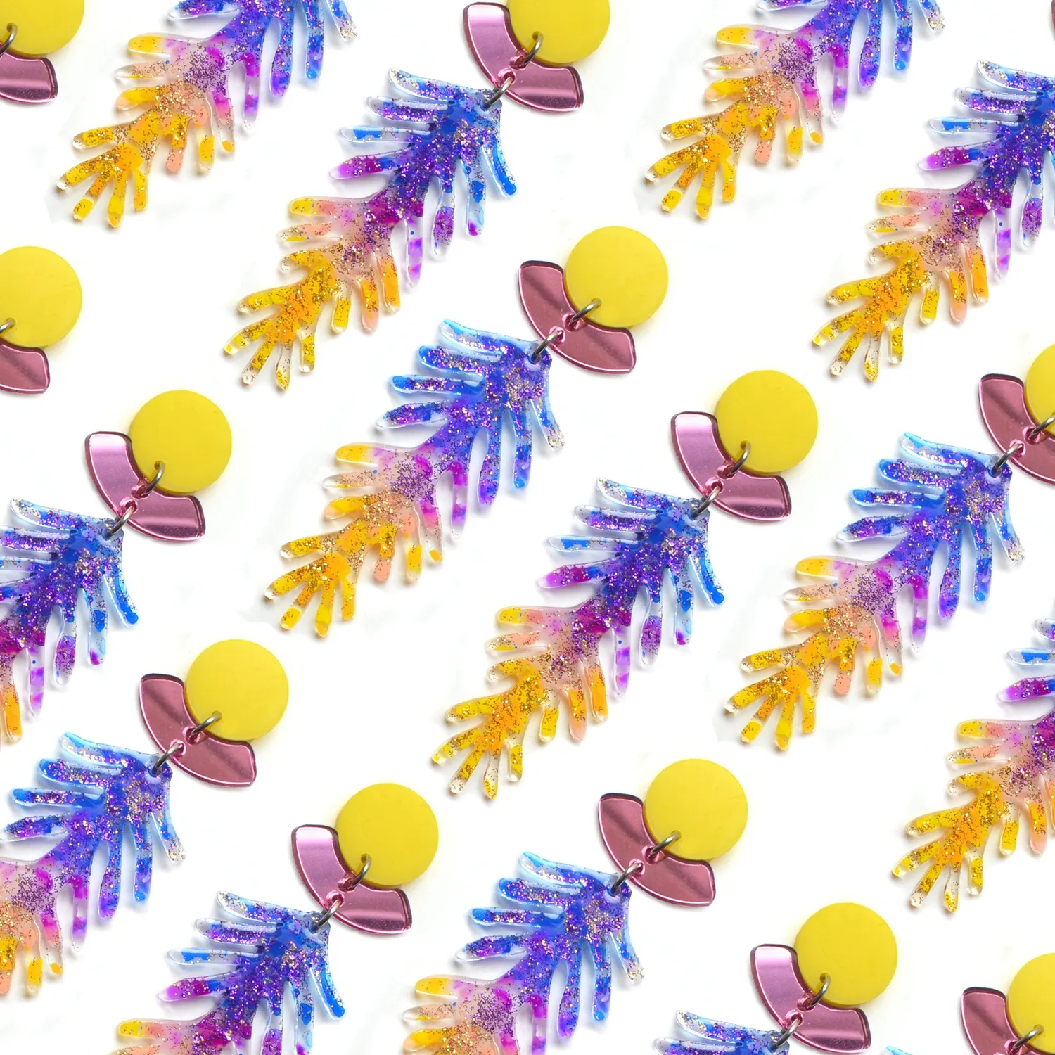 BooandBooFactory Ombre Branch øredobber gul lilla