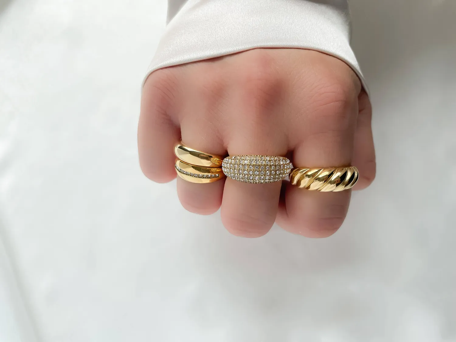 Mea Nani Dome ring gull pavé str 16-17