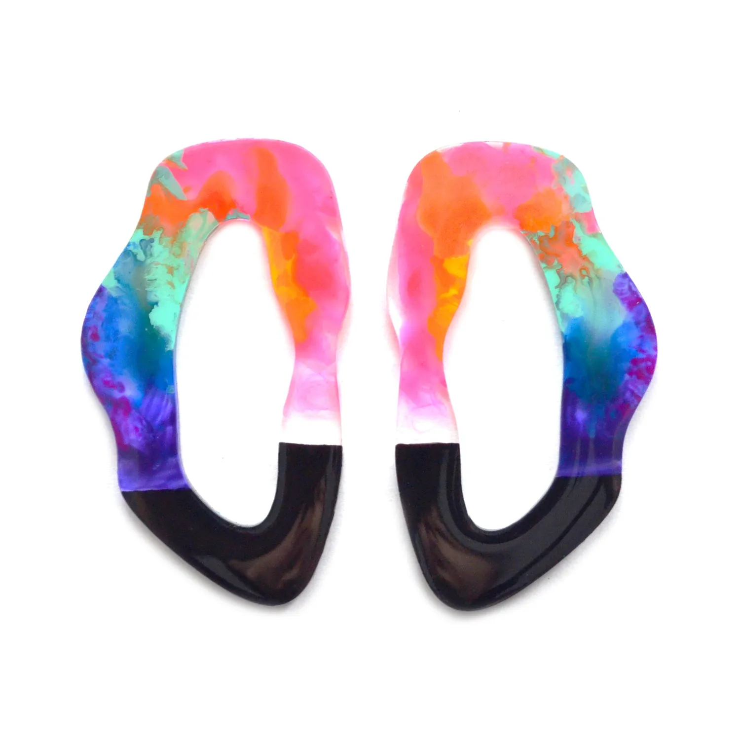 BooandBooFactory Rainbow Hoop Stud øredobber store fargerike