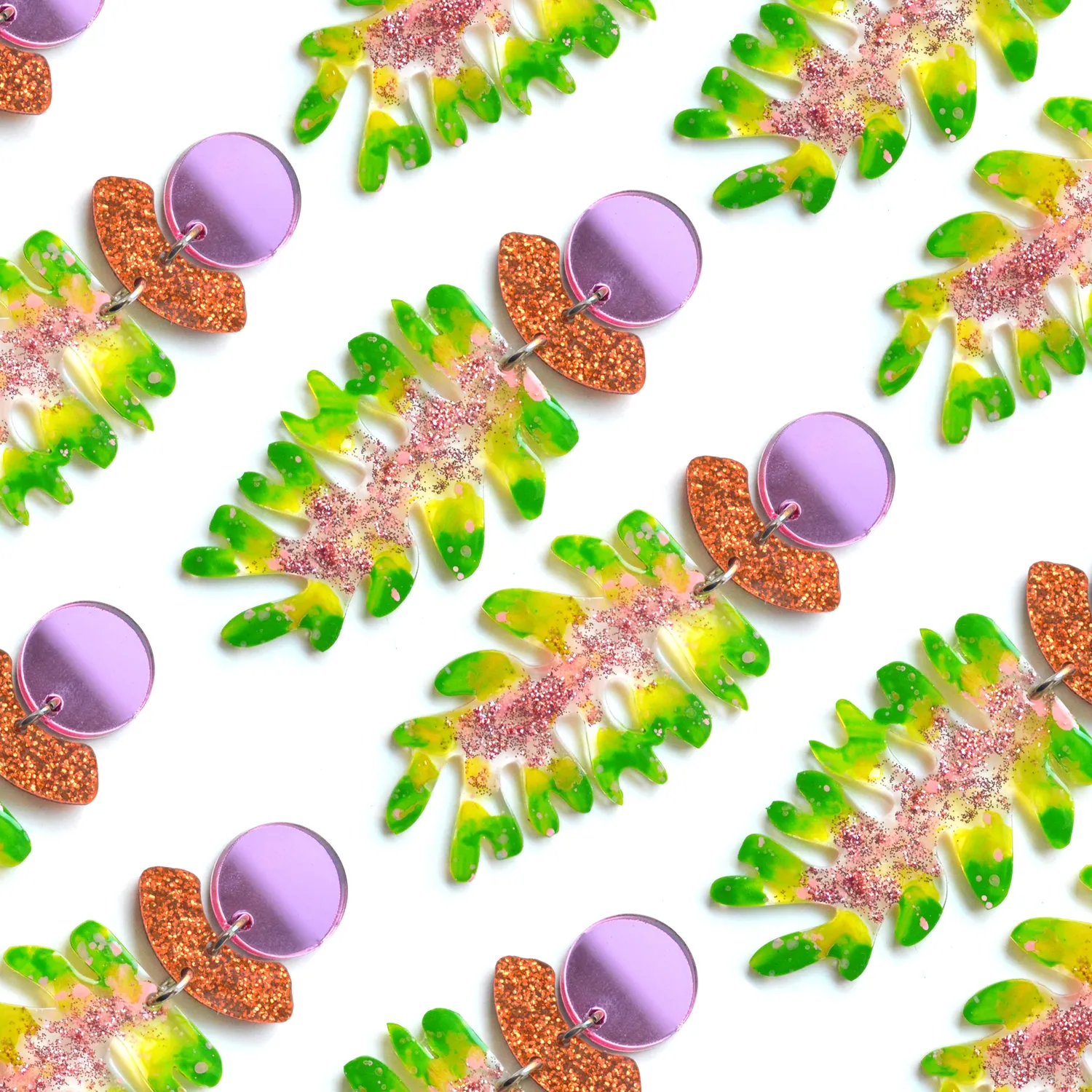 BooandBooFactory Green Leaf Plant øredobber grønn 95 mm