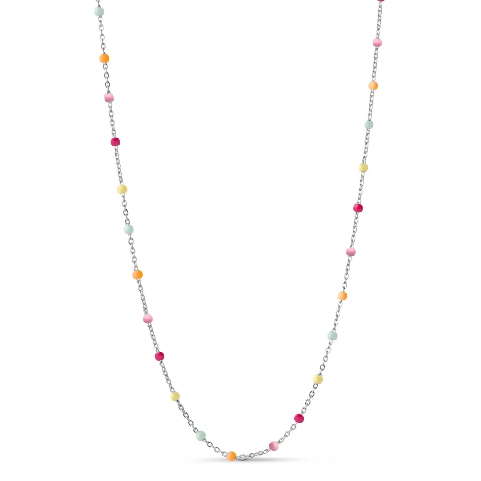 Enamel Lola halskjede rainbow 38 cm forsølvet