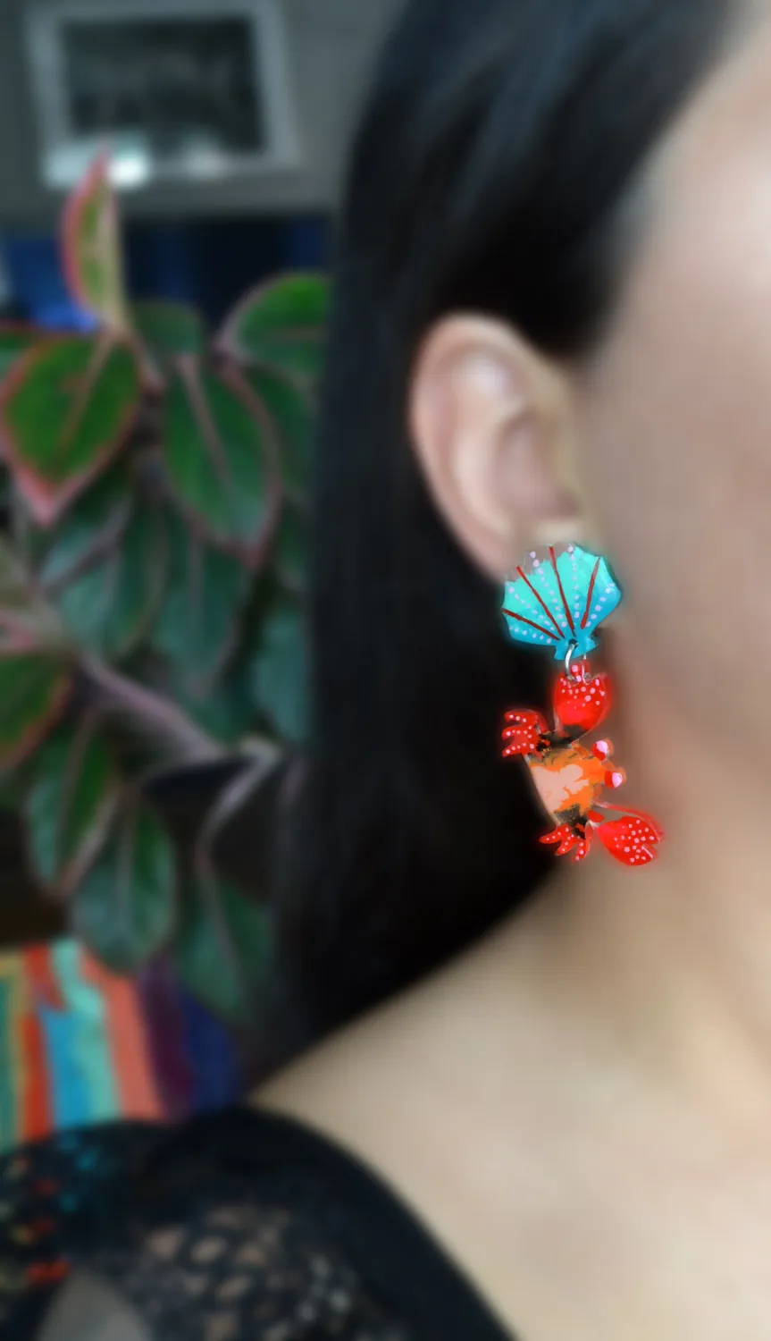 BooandBooFactory Red Crab øredobber akryl statement