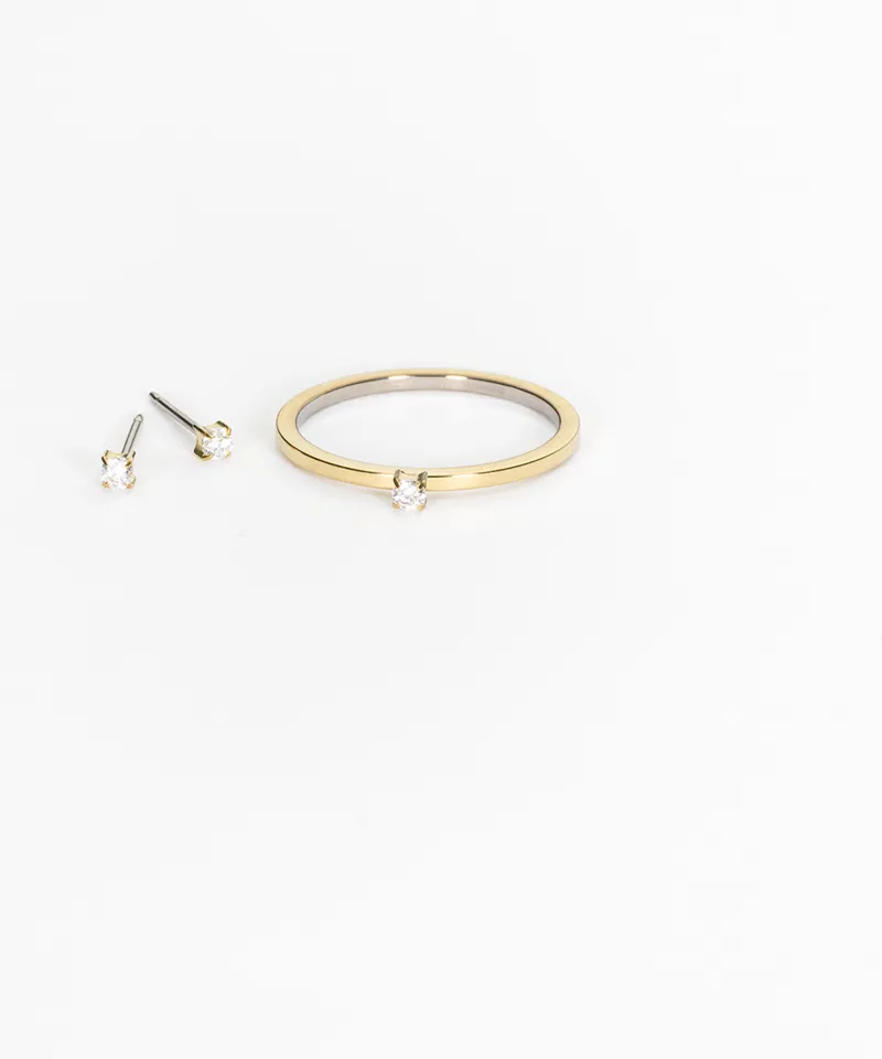 Blomdahl Tiffany Tiny ring CZ White 16 mm gull titan