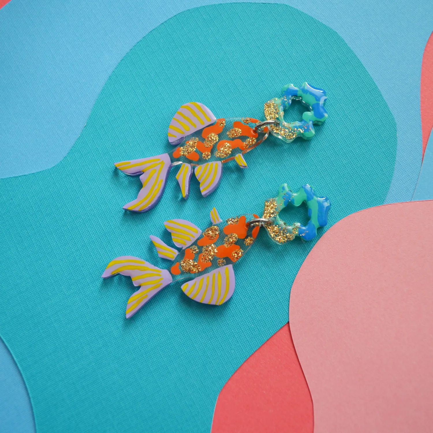 BooandBooFactory Glitter Fish øredobber oransje