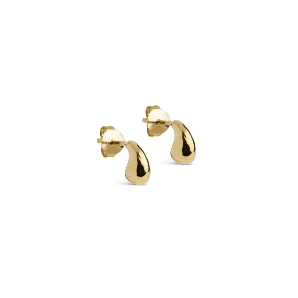 Enamel Sana studs gull dråpe 7,5x4,5 mm