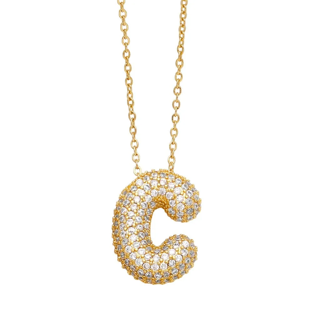 Mea Nani Diamond Initial bokstavsmykke gull A-Z med zirconia