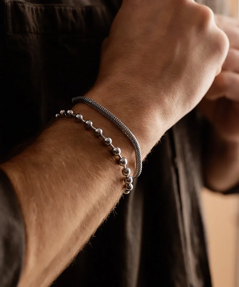 Blomdahl Grand Round Mesh armbånd sølv 15,5–19 cm