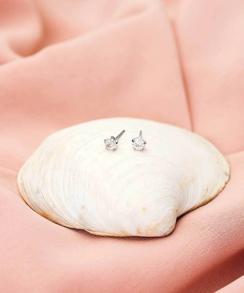 Blomdahl Tiffany Precious øredobber 5 mm sølv CZ White